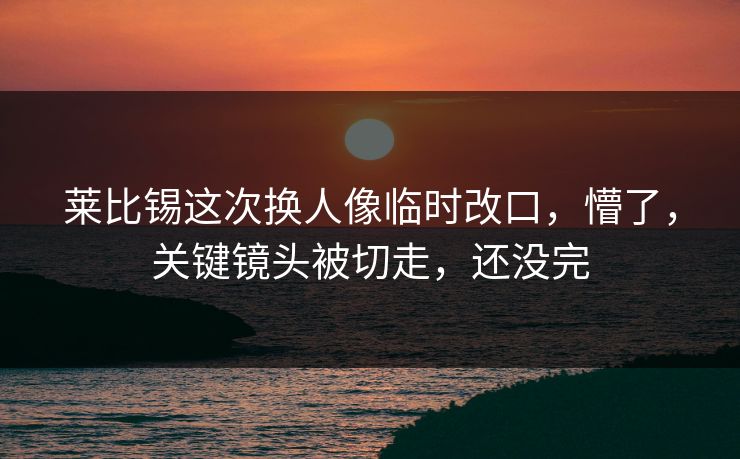 莱比锡这次换人像临时改口，懵了，关键镜头被切走，还没完